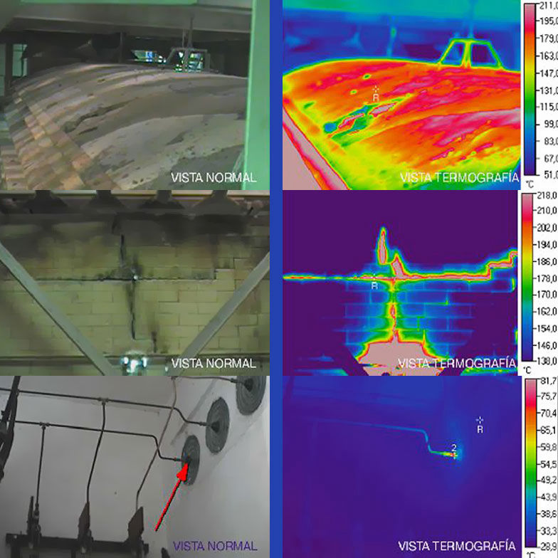 Vista de tres termografías 